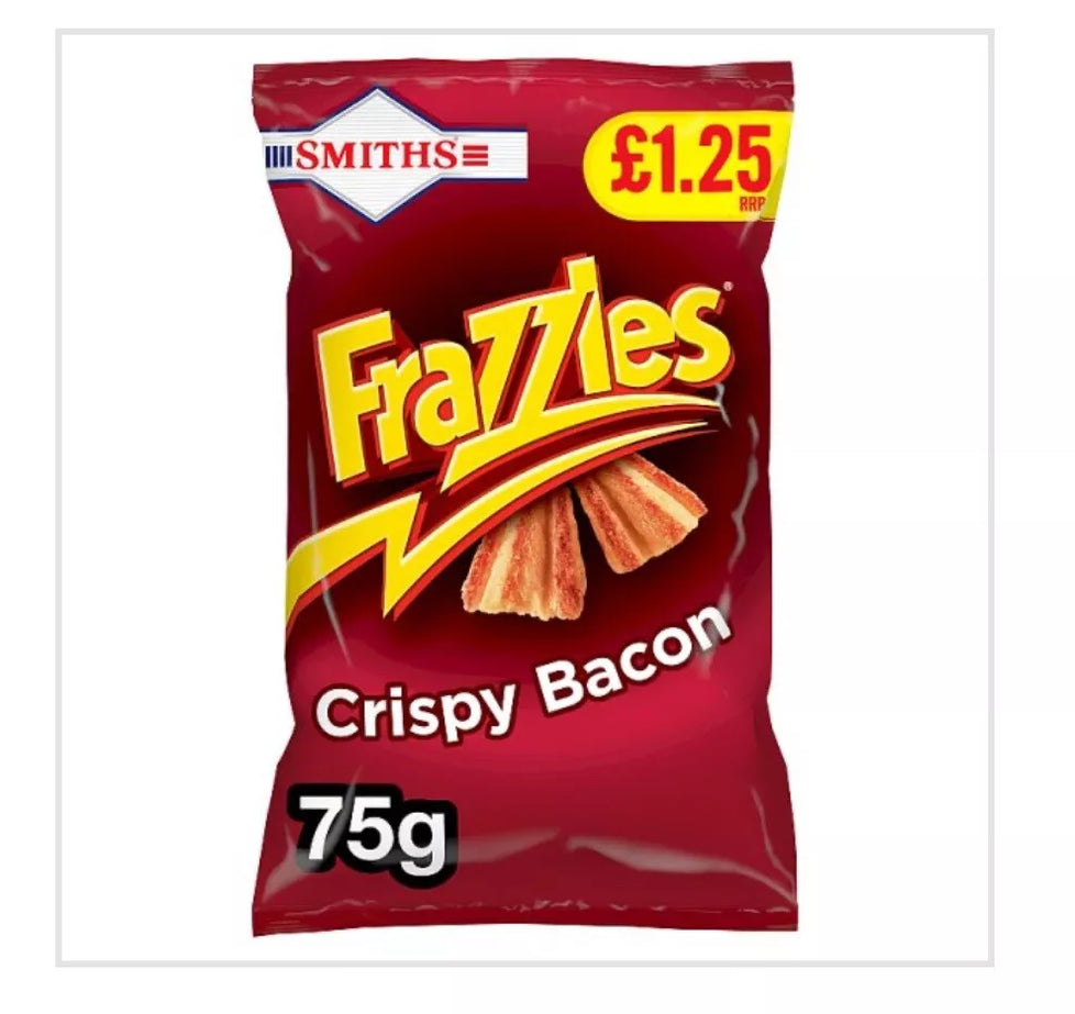 Smiths Frazzles Crispy Bacon Snacks Crisps £1.25 RRP PMP 75g (Case of 18) Smiths Frazzles