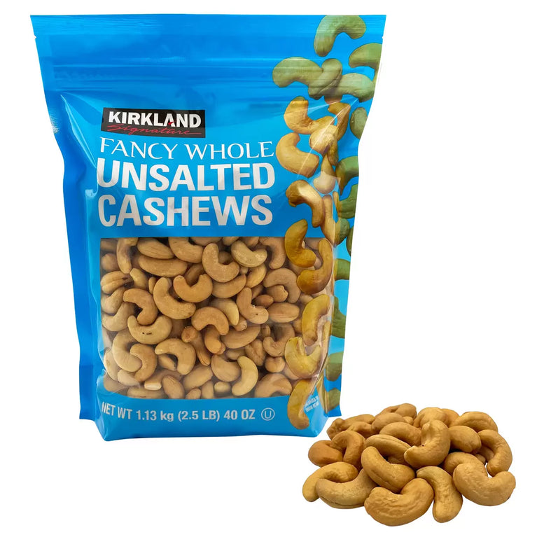 Kirkland Signature Unsalted & Roasted Cashews Bag, 1.13kg Kirkland Signature