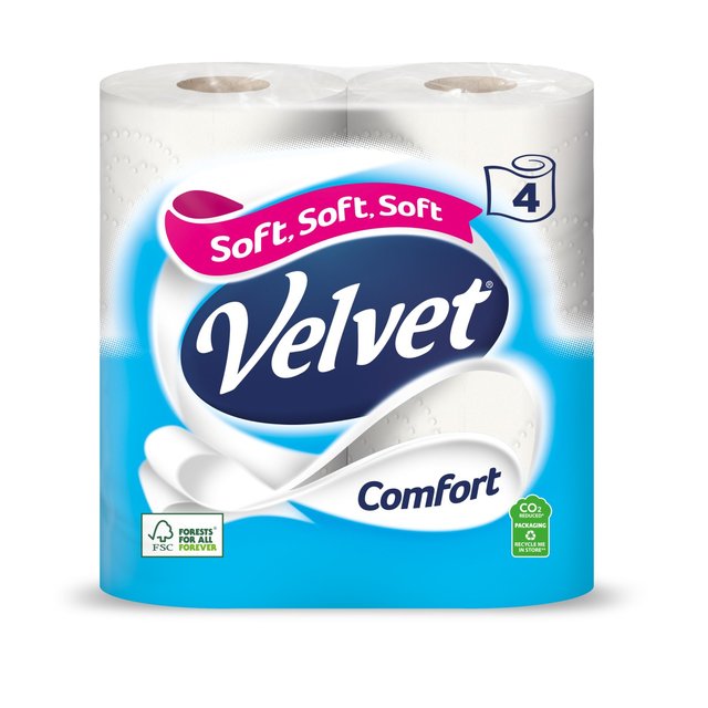 Velvet Comfort Toilet Roll 4 Rolls (Case of 6) Velvet