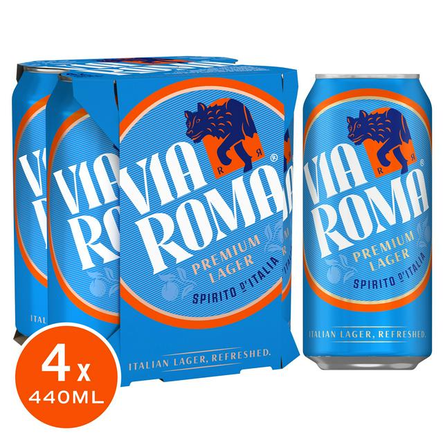 Via Roma Premium Lager 4 x 440ml Case of 6 Via Roma