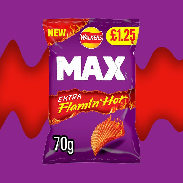 Walkers Max Extra Flamin' Hot Sharing Bag Crisps 70g PMP Case of 15 Walkers Max