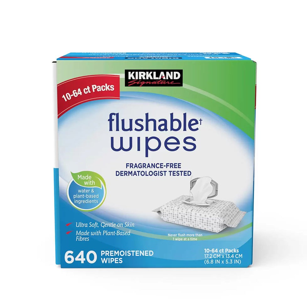 Kirkland Signature Moist Flushable Wipes, 640 Count Kirkland Signature