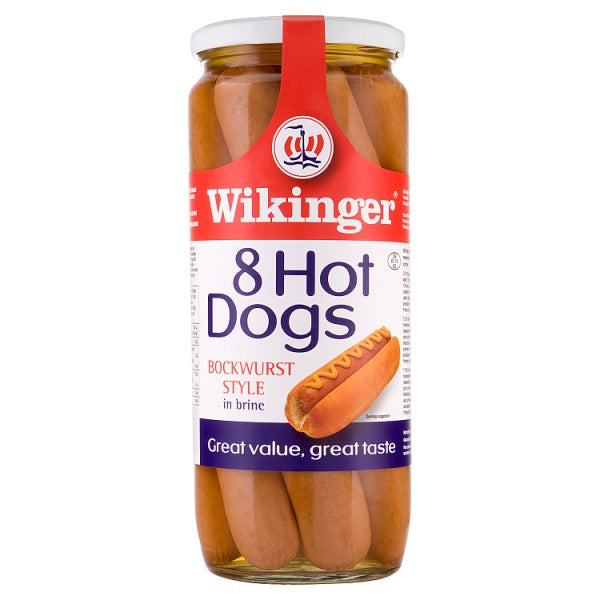 Wikinger 8 Hot Dogs Bockwurst Style in Brine 1030g British Hypermarket-uk Wikinger