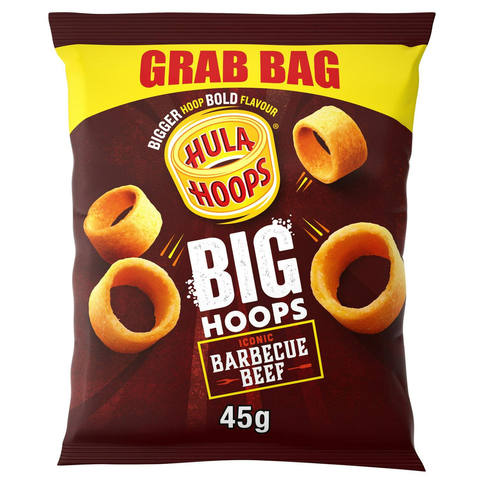 Hula Hoops Big Hoops Iconic Barbecue Beef Flavour 45g, Case of 36 British Hypermarket-uk