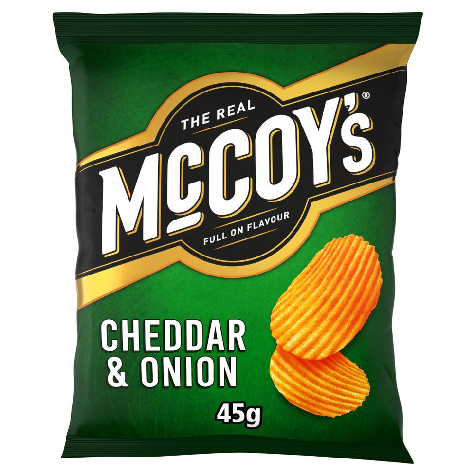 McCoy's­ Ridge Cut Cheddar & Onion Flavour Potato Crisps 45g, Case of 36 (Save £5.20) McCoy's