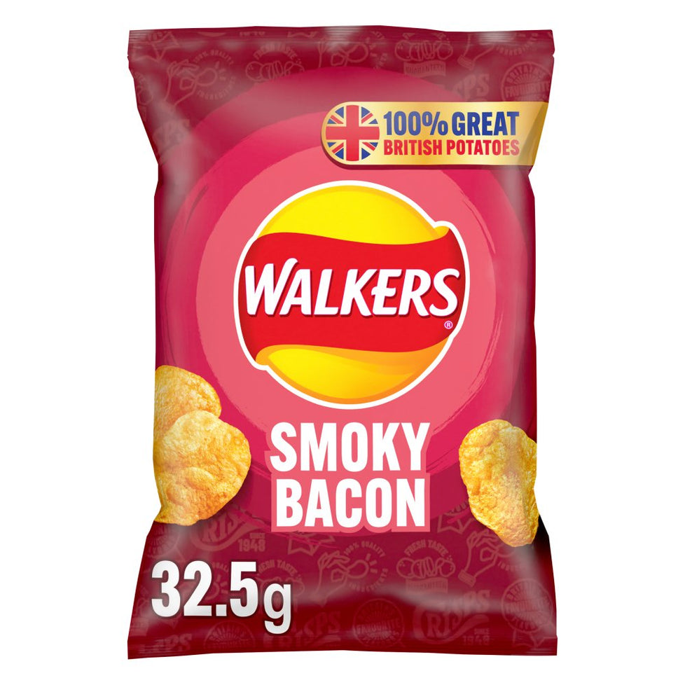 Walkers Smoky Bacon Crisps 32.5g, Case of 32 (BUY ANY 3 GET 2.75 OFF) (Offer until 16/07/2024) Walkers