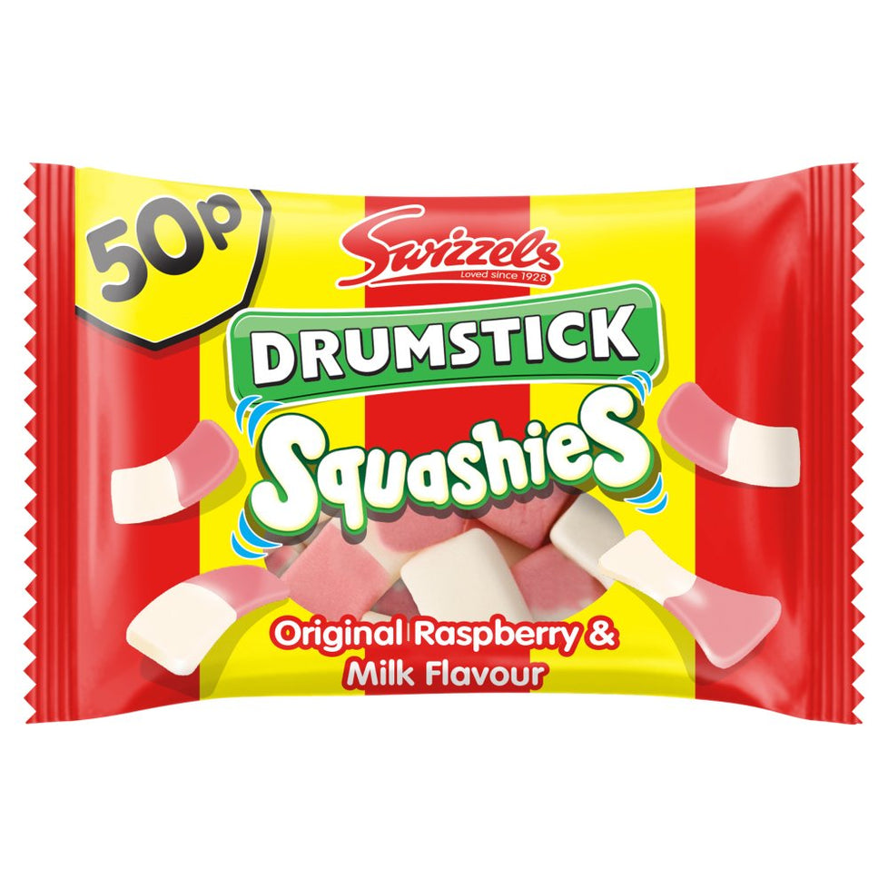 Swizzels Drumstick Squashies Original Raspberry & Milk Flavour [PM 50p ], case of 24 Swizzels