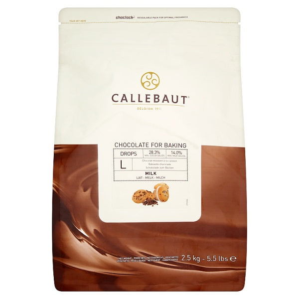 Callebaut Chocolate Drops for Baking Milk 2.5kg, Case of 4 British Hypermarket-uk Callebaut