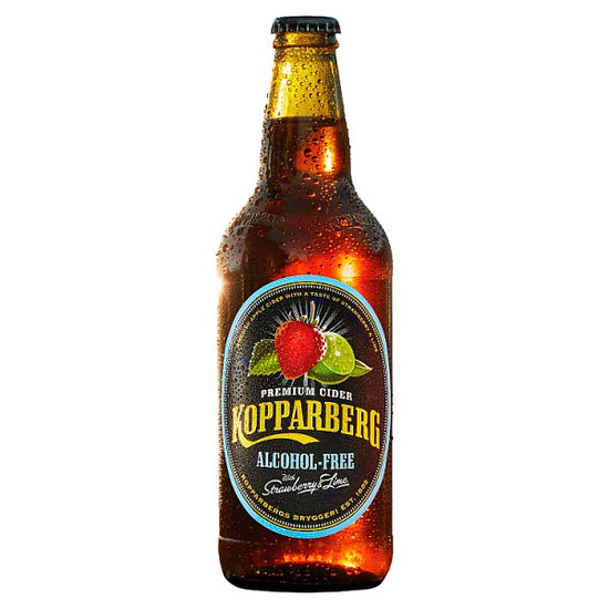 Kopparberg Alcohol-Free Premium Cider with Strawberry & Lime 500ml, Case of 8 Kopparberg