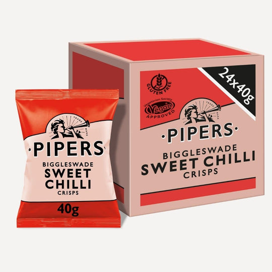 Pipers Biggleswade Sweet Chilli Crisps 40g, Case of 24 Pipers