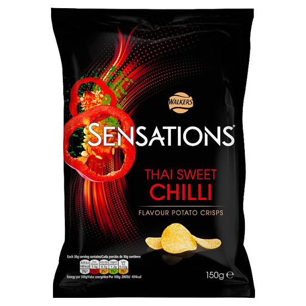 Walkers Sensations Thai Sweet Chilli Sharing Crisps 150g, Case of 12 British Hypermarket-uk Sensations