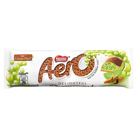 Aero Bubbly Peppermint Mint Chocolate Bar 36g, case of 24, PMP 60p Aero